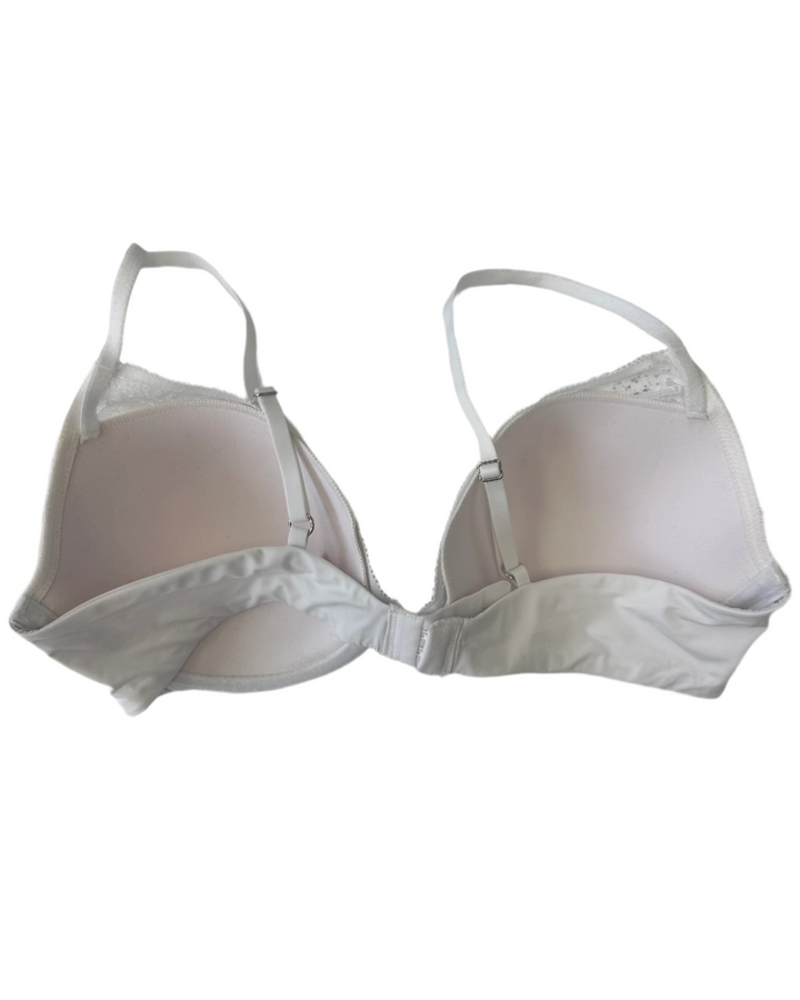 White Lace Overlay and Underwire Bra - 34B, 34C, 34D and 34DD