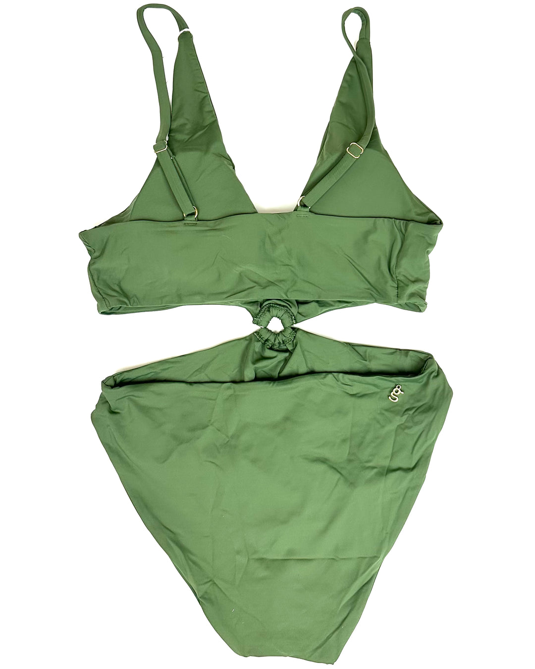 Khaki Green Plunge Keyhole One Piece - Size 2/4
