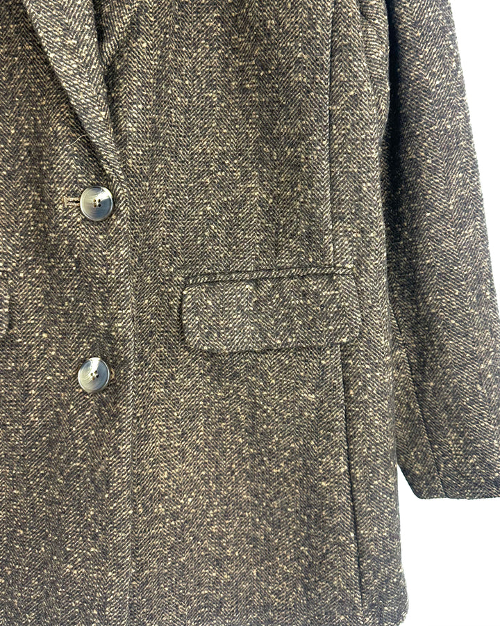 Old Navy Brown Tweed Coat - Large