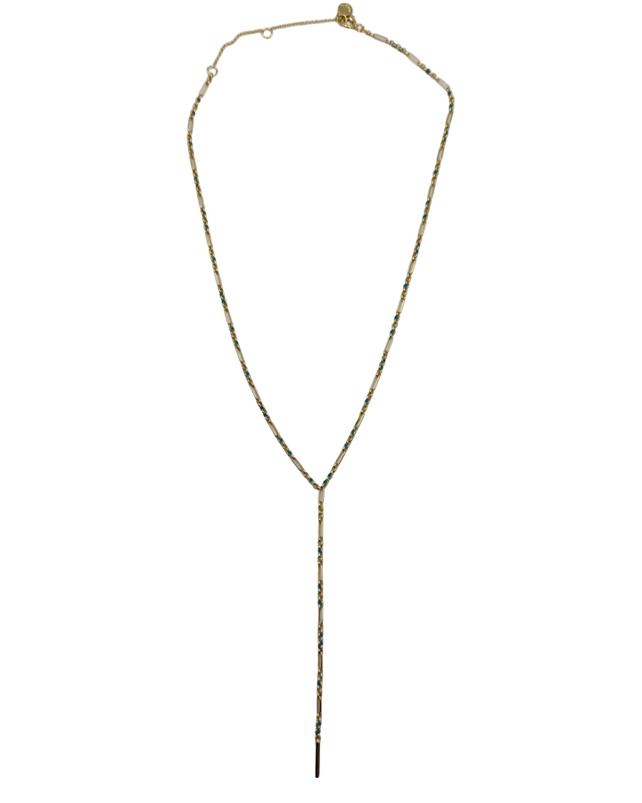 Teal Lariat Gold Necklace