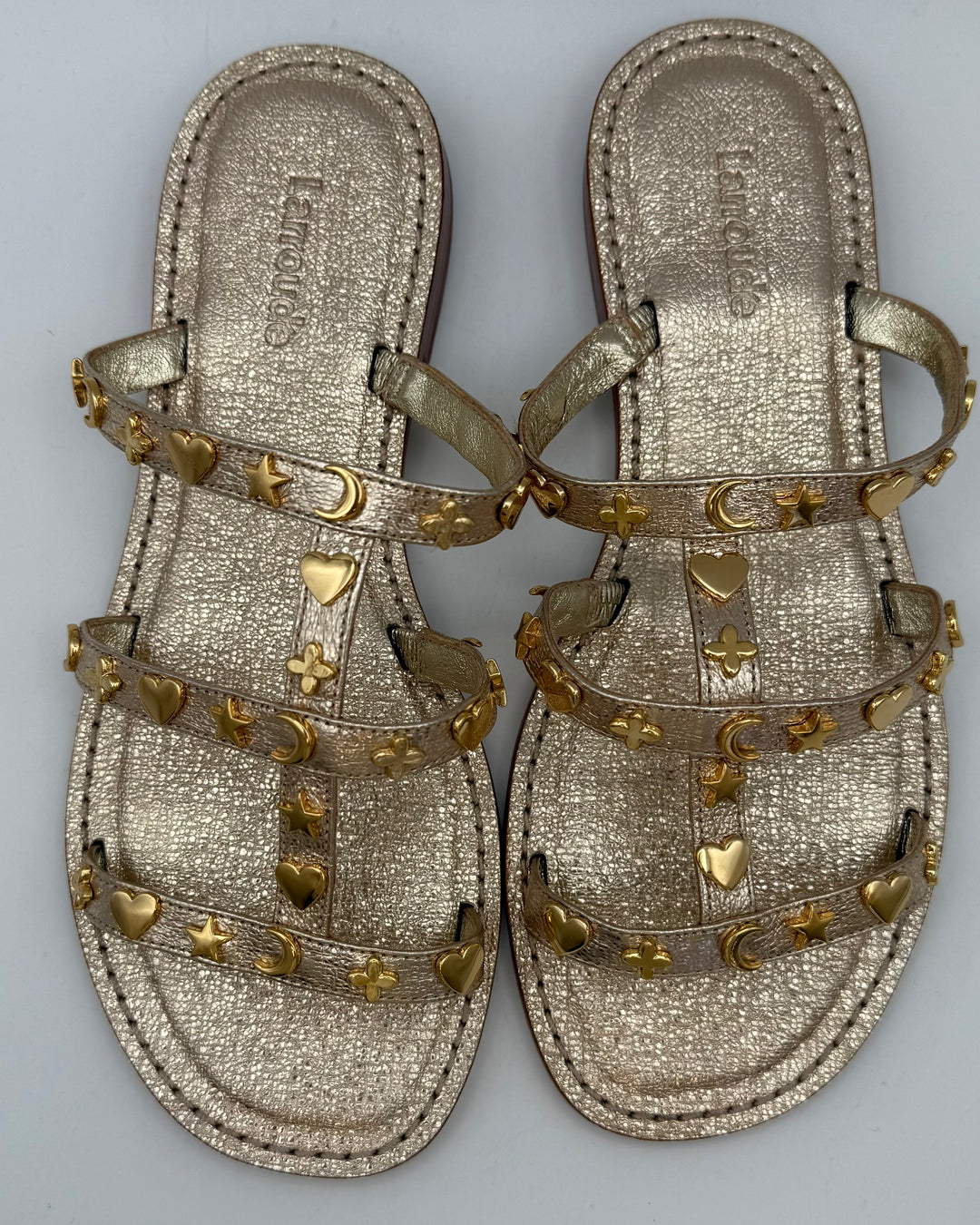 Metallic Gold Leather Sandals - Size 6.5