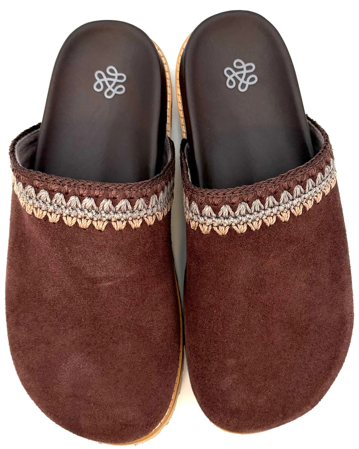 Espresso Brown Suede Clogs - Size 6, 7, 8, 9 and 11