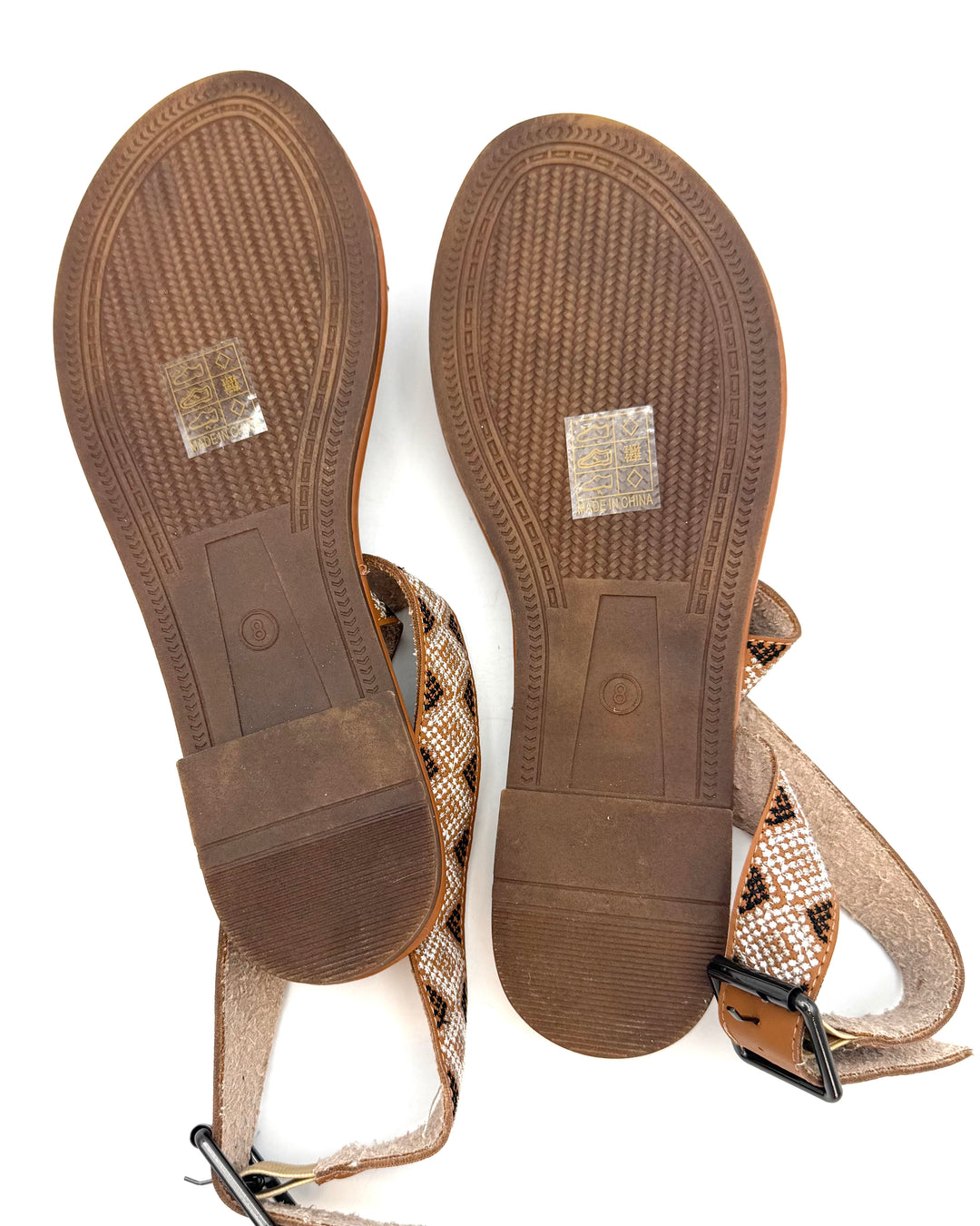 Embroidered Strap Sandals - Size 8