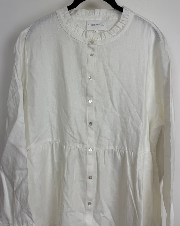 White Linen Maxi Dress - Size 0/2 and 4/6, 8/10 and 16