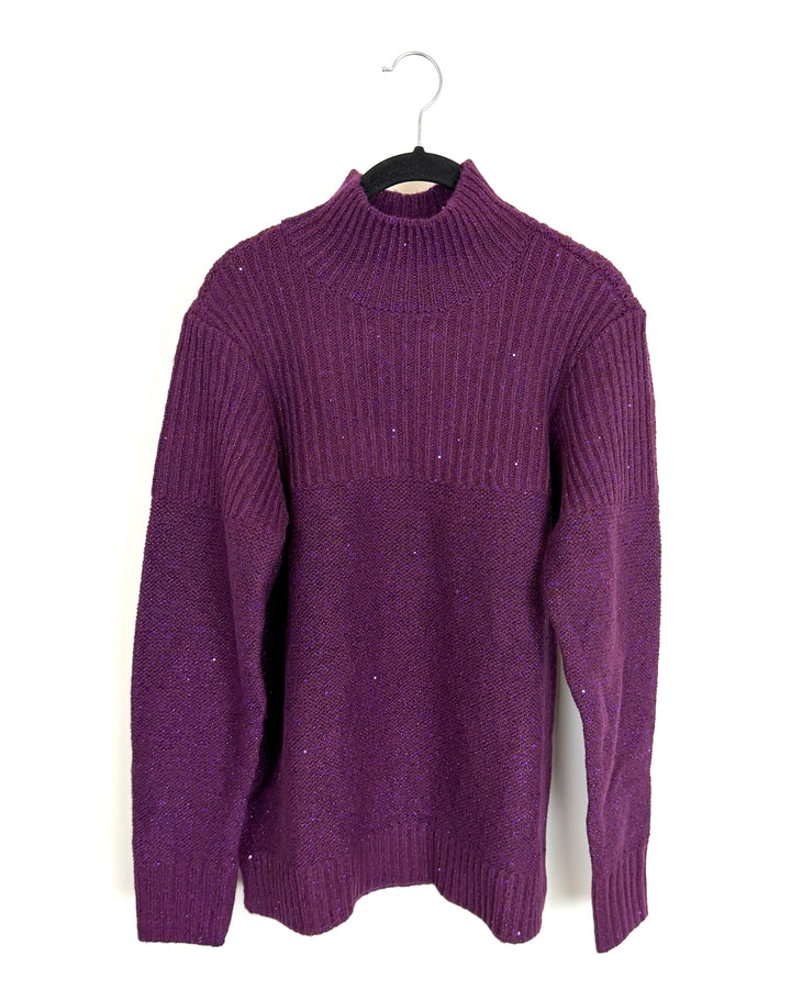 Plum Sequin Turtleneck Sweater - Size 6/8