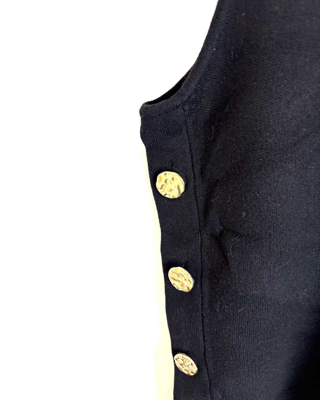Black Sleeveless Gold Button Top - Size 12/14