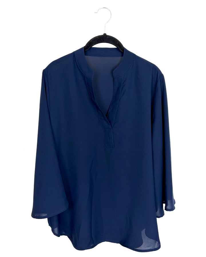 Navy Long Sleeve Blouse - Size 6/8