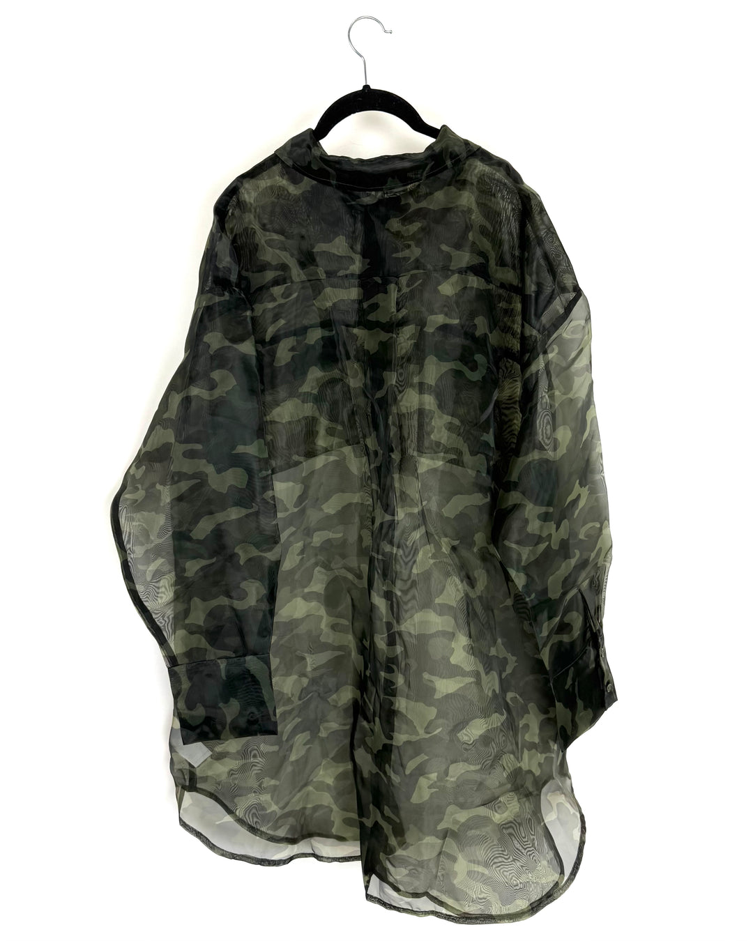 Green Camouflage Mesh Button Up Shirt -  Size 2X