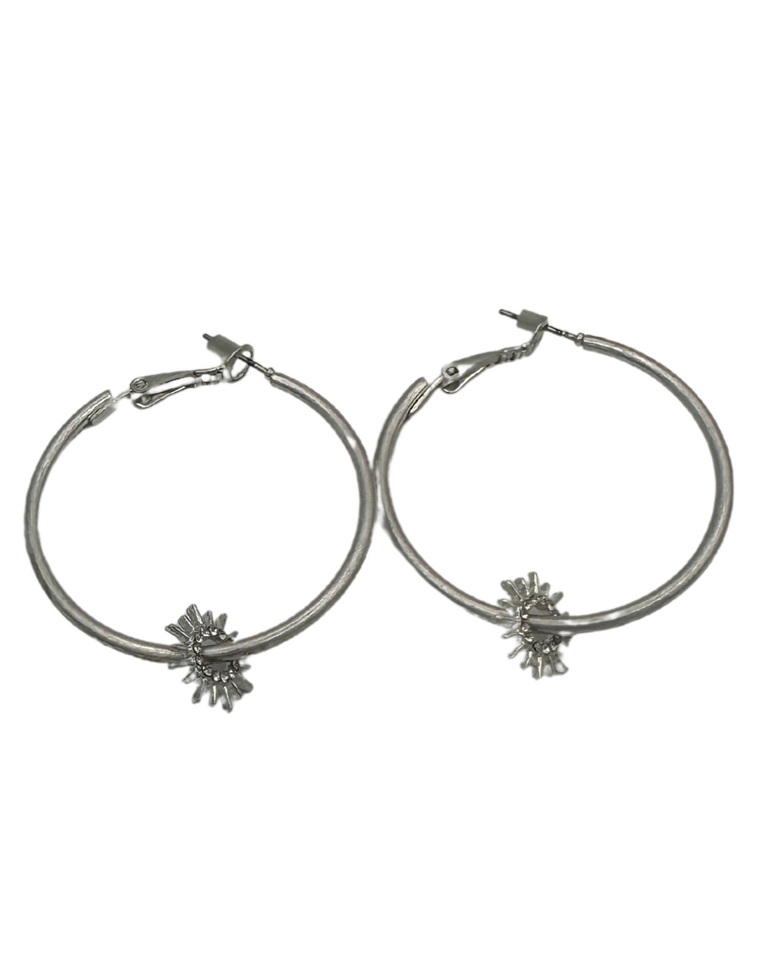 Silver Star Charm Hoops