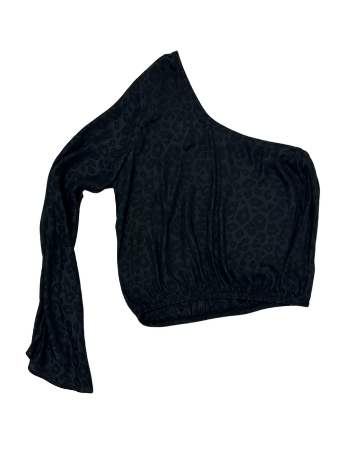 Gray Cheetah Print One Shoulder Top - Size 4/6
