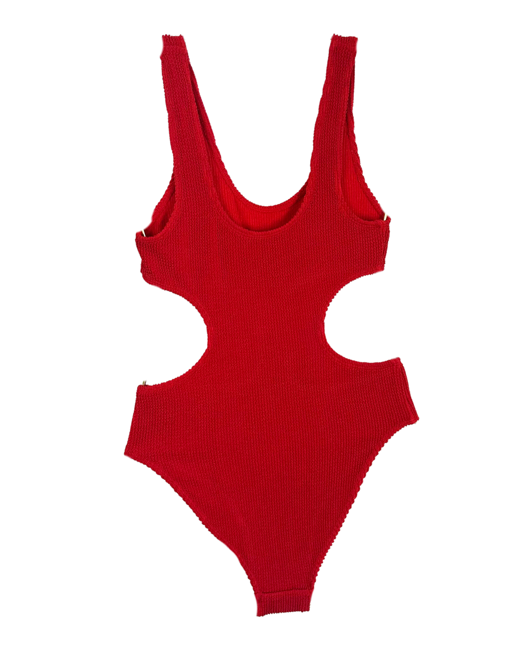 Red Textured Cut Out One Piece - XS, M, XL