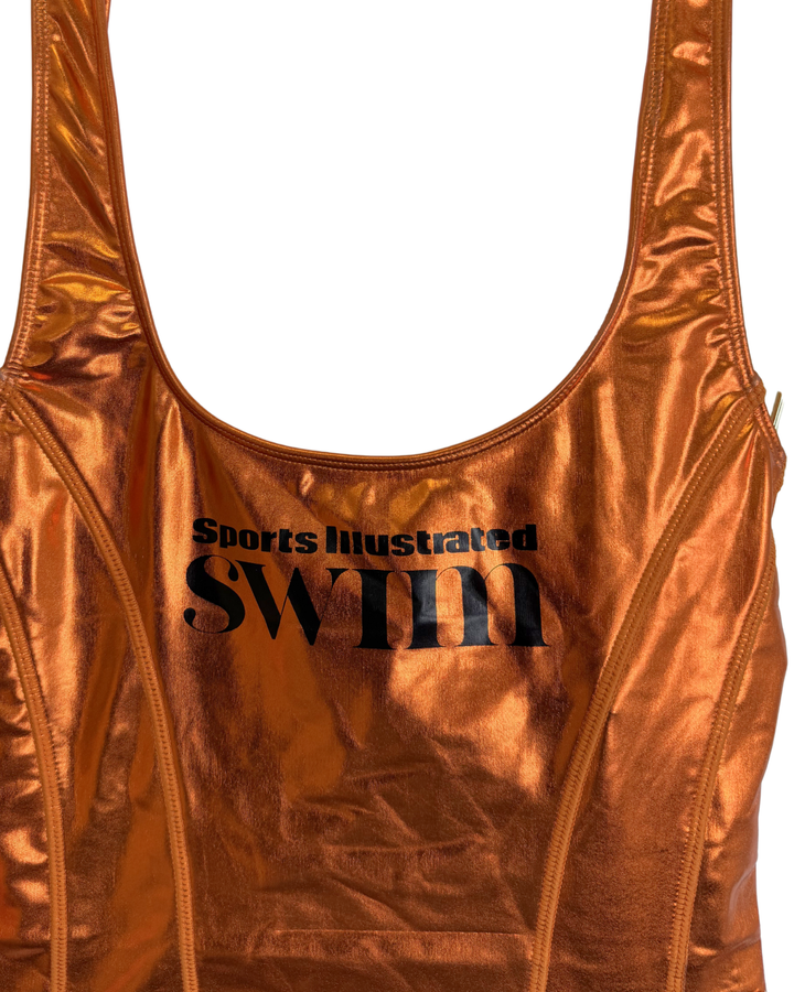 Metallic Dark Orange One Piece Swimsuit - XS, S, M, L, XL