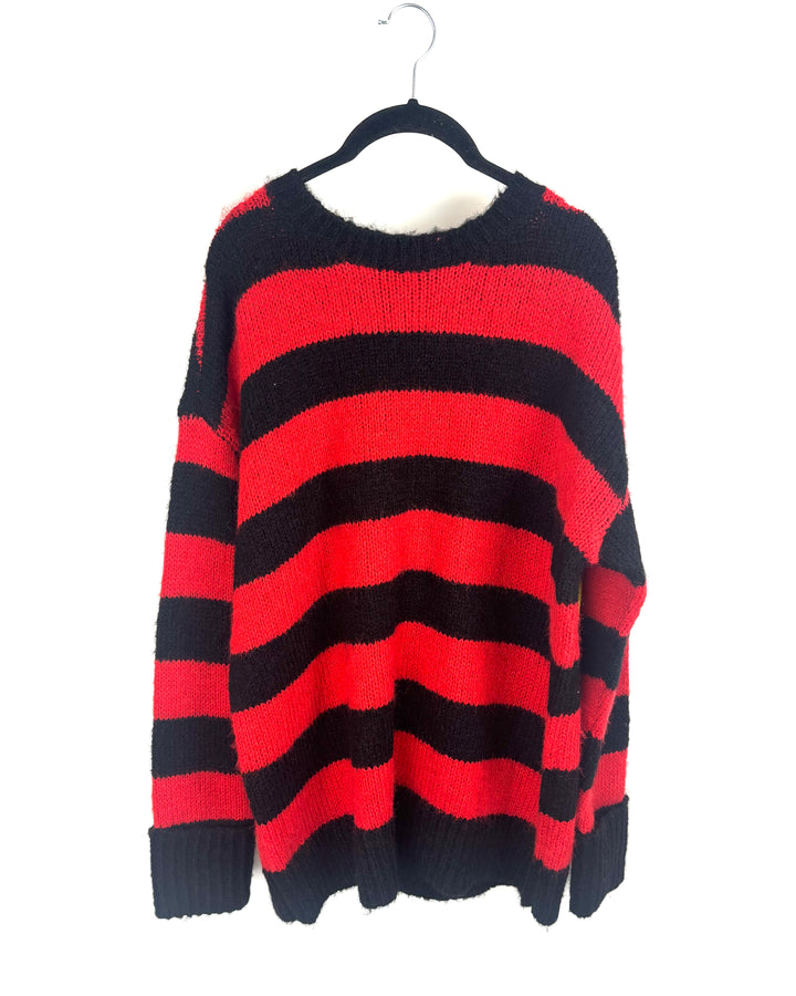 Black And Red Striped Sweater - Size 8/10