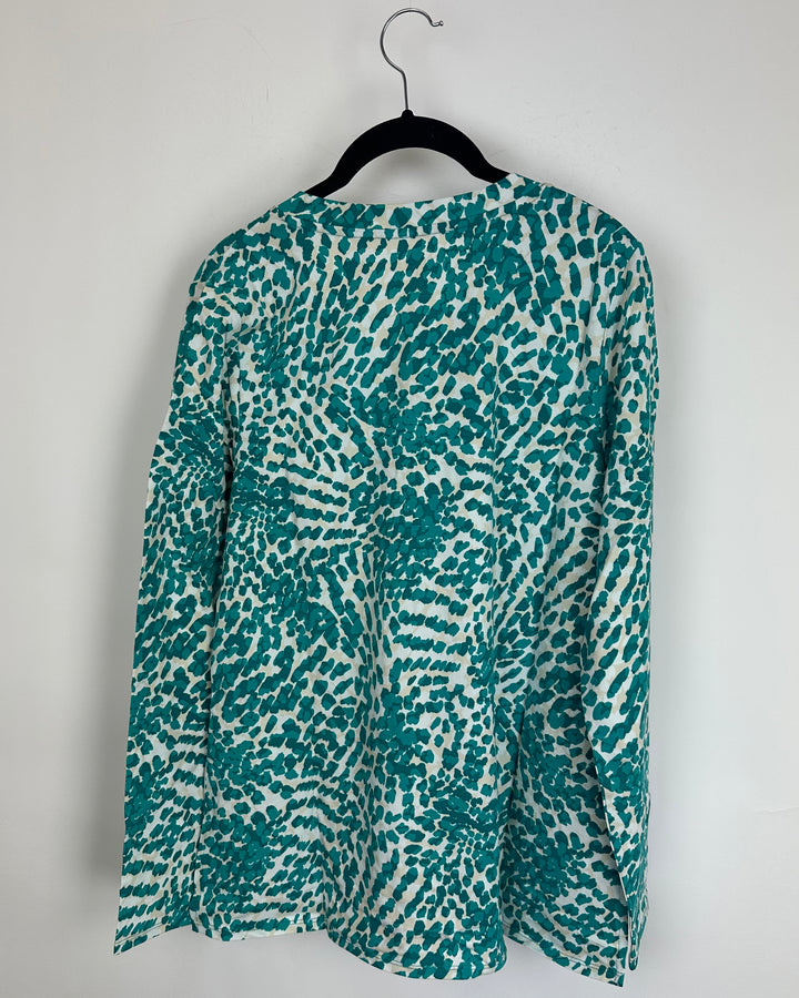 Teal Lightweight Animal Print Top - Size 6/8