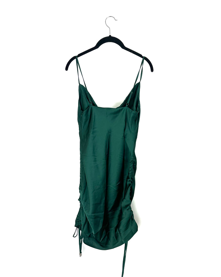 Emerald Green Satin Cinched Dress - Medium