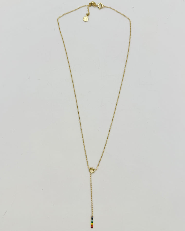 Multi Color Rhinestone Dangling Necklace