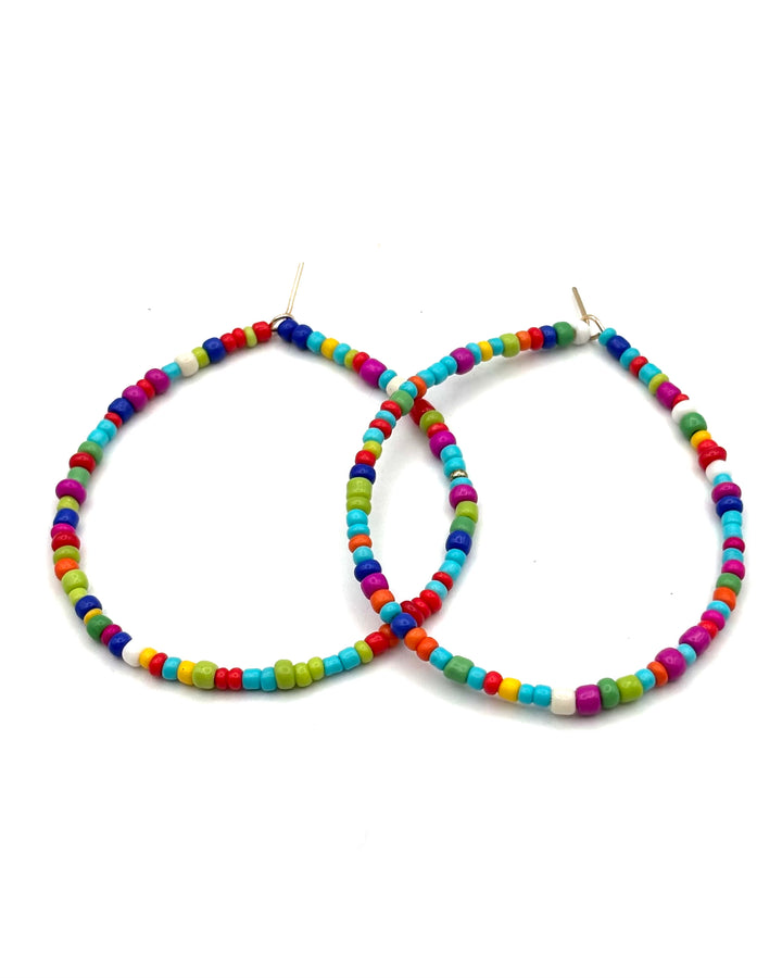 Multicolor Beaded Hoop Earrings