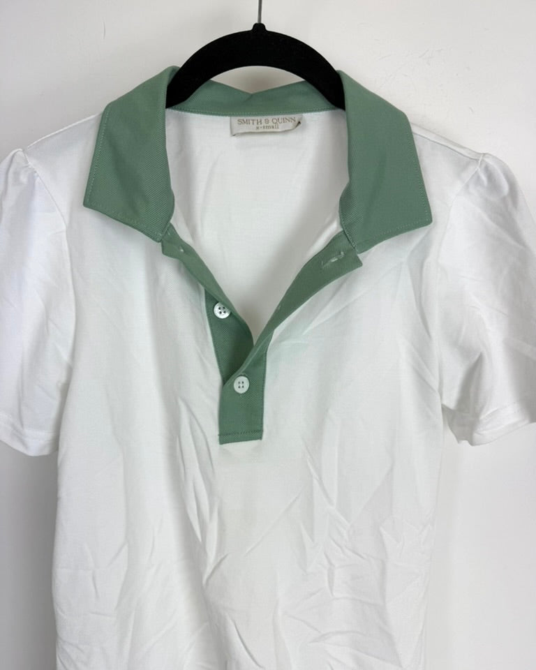 White Polo and Green Collar Top - Size 0/2 and 2/4