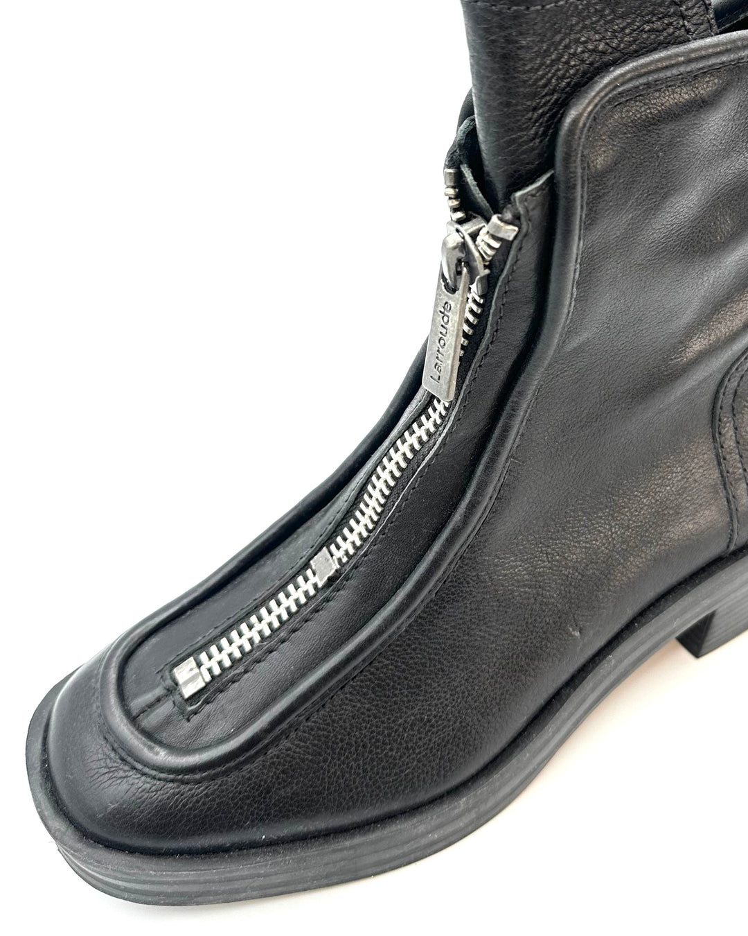 Black Structured Zipper Boots - Size 8