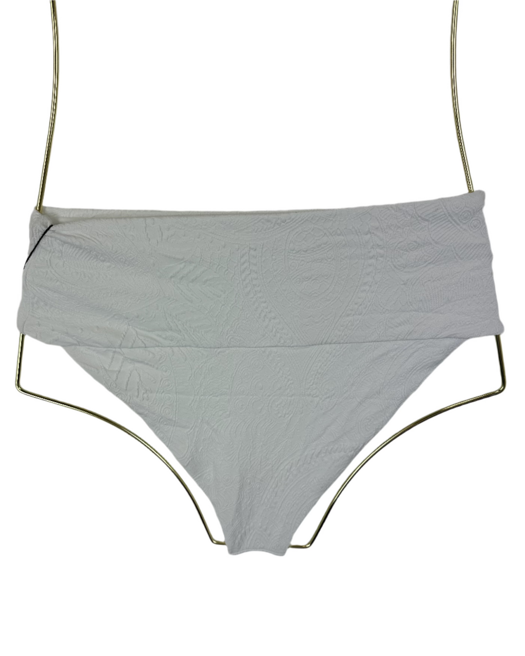 White Embossed Thick Waistband and Fuller Coverage Bikini Bottom - Extra Small and Extra Extra Large