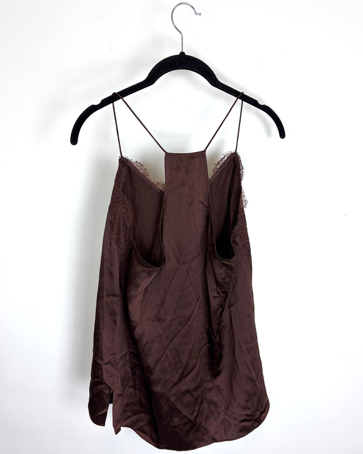 Dark Chocolate lace racer back top - Size 4/6