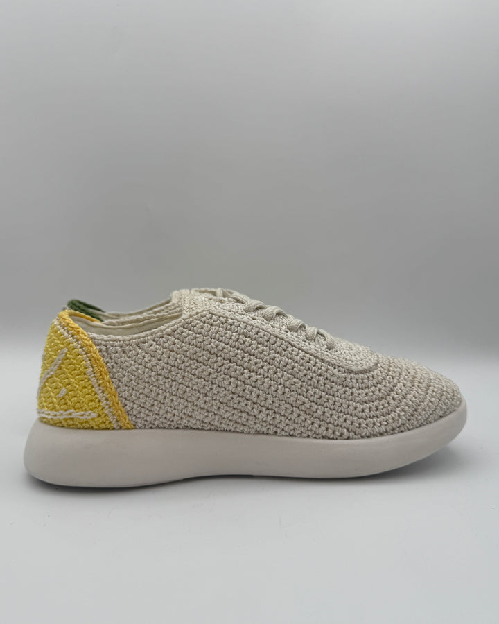 White Crochet Sneakers With Fruit Detail - Size 6