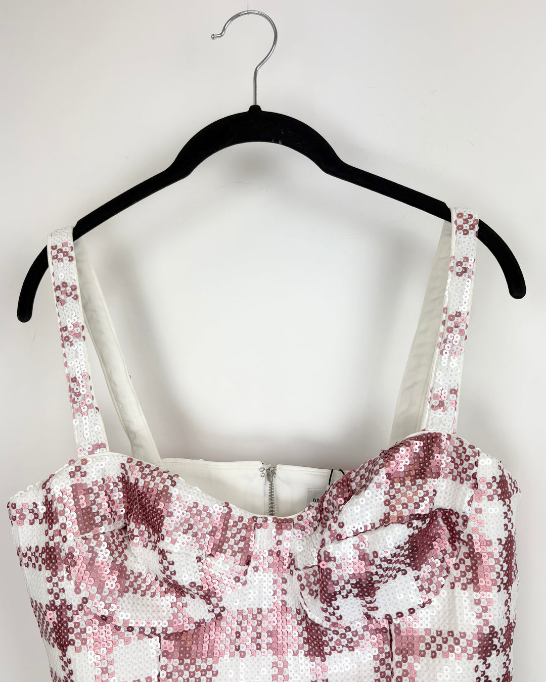 Dress the Population Pink Sequin Plaid Top - Small
