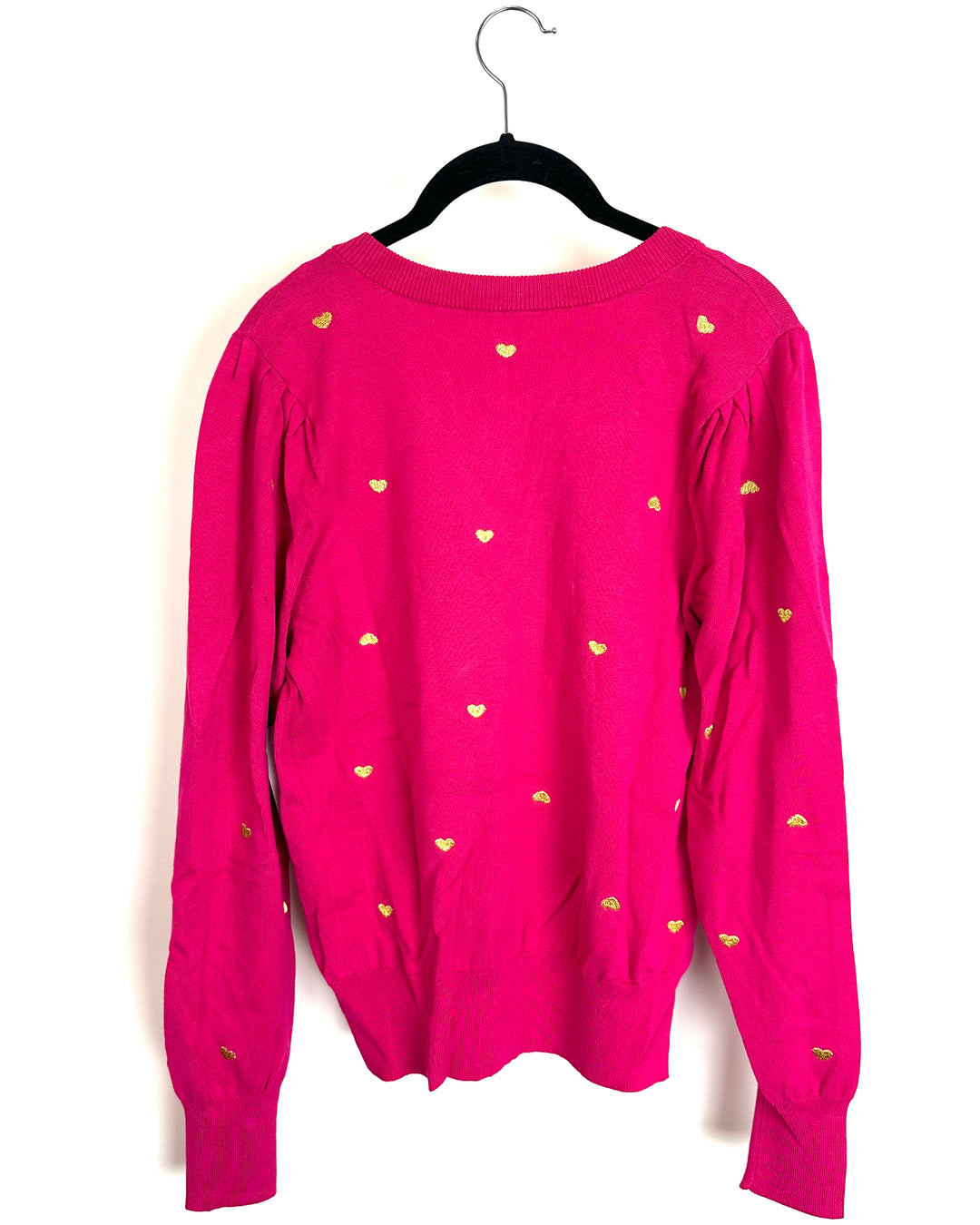 Raspberry And Gold Heart Sweater - Size 4/6