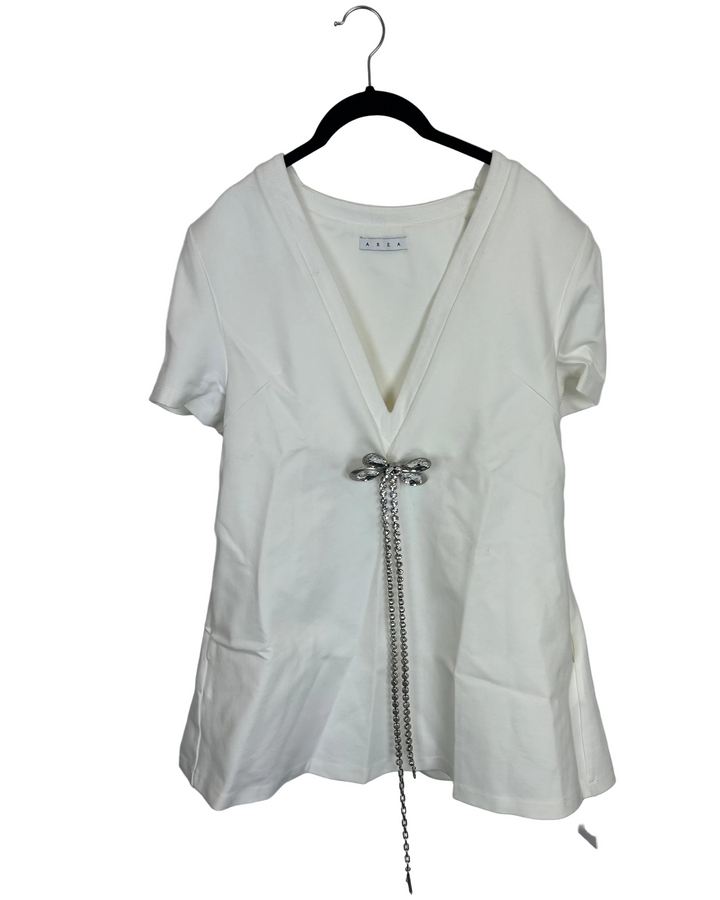 White Fringe Stone T-Shirt Dress - Size 6/8