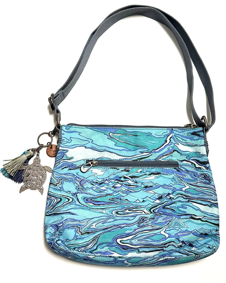Blue Watercolor Print Crossbody Bag