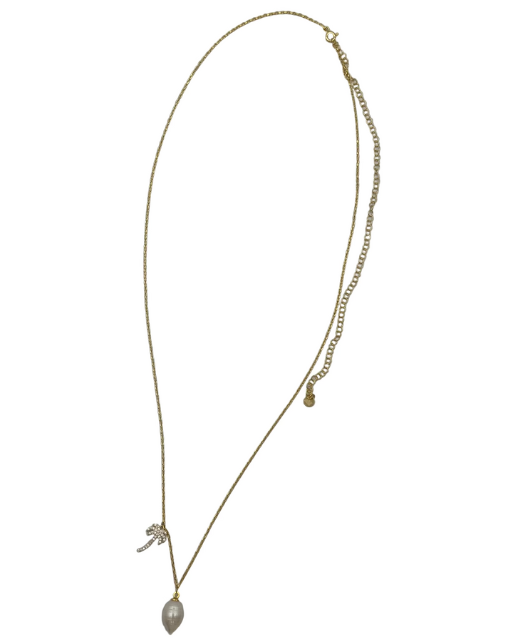 Gold Pearl and Palm Tree Necklace