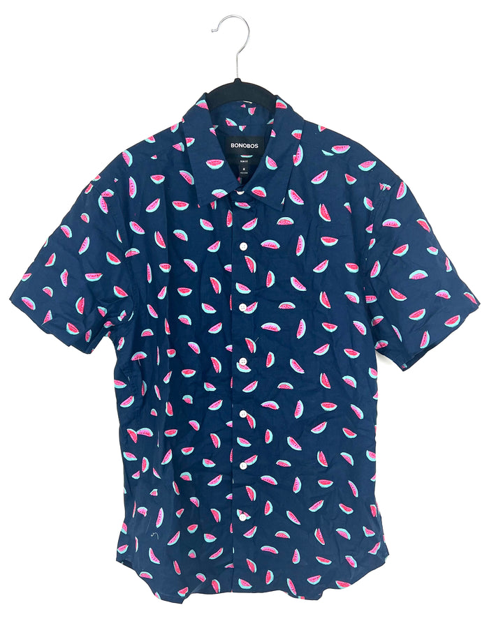 MENS Watermelon Navy Shirt - Slim Fit Medium