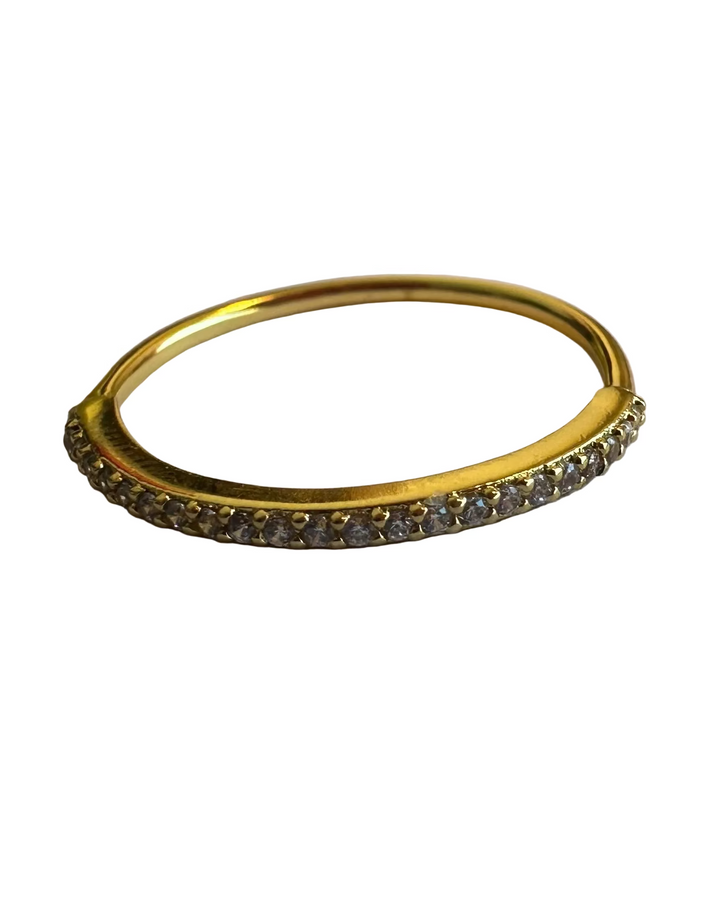 Rhinestone & Gold Dainty Ring - Size 6