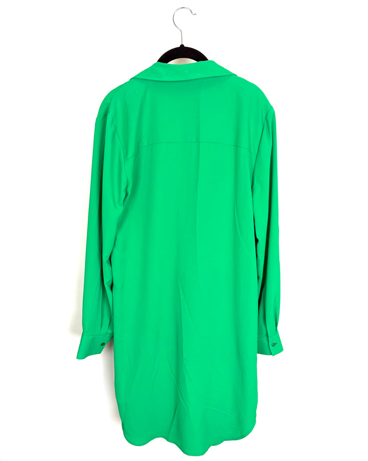 Bright Lime Green Button Down Flowy Top - Size 8/10
