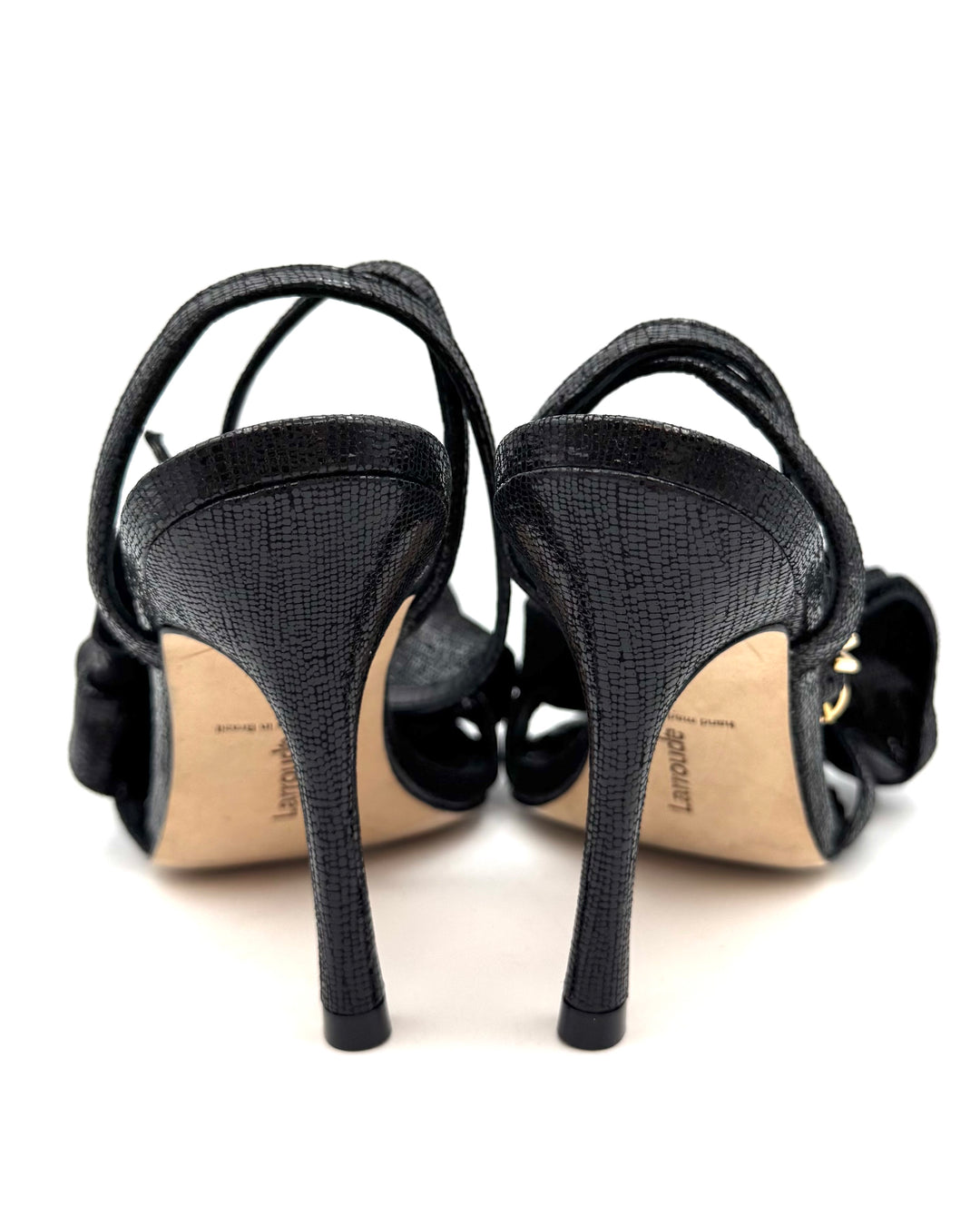 Black Metallic Leather Heel - Size 6, 8 and 10