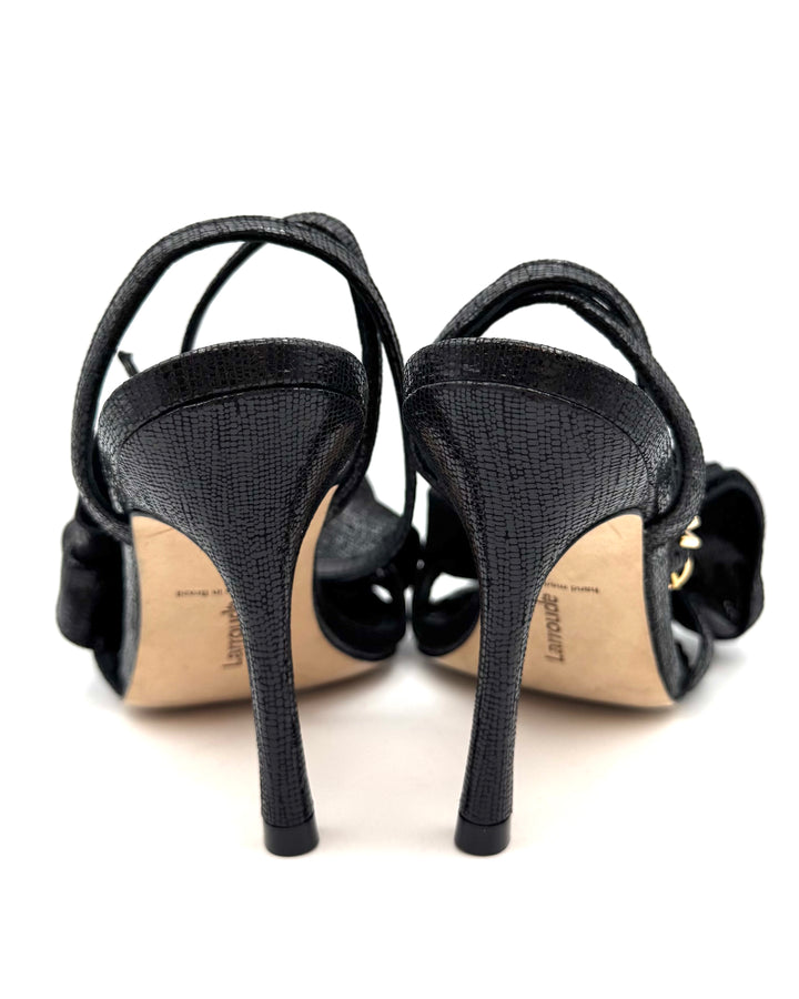 Black Metallic Leather Heel - Size 6, 8 and 10