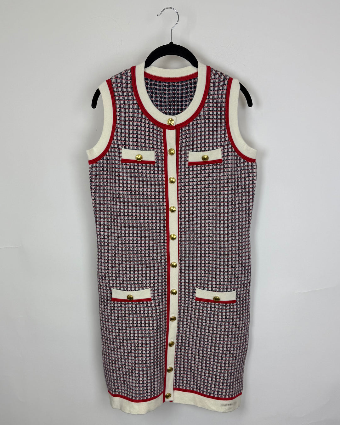 Blue & Red Knit Tank Top Dress - Size 8/10