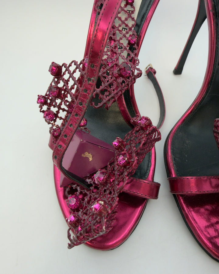 Metal Dark Pink Heels - Size 38