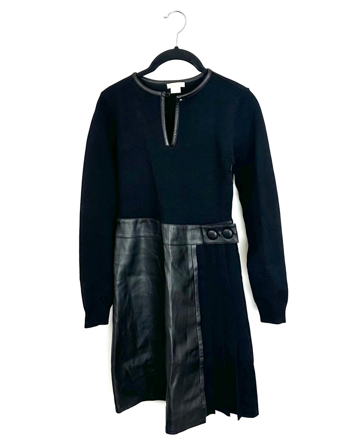 Black Leather Long Sleeve Dress - Size 2/4