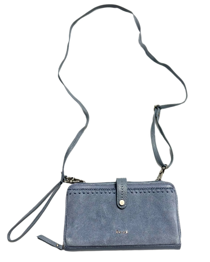 Dusty Blue Leather & Suede Wallet/Wristlet/Crossbody Bag