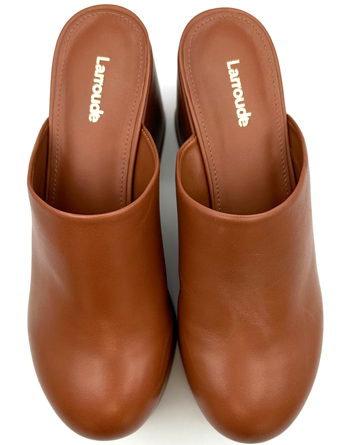 Tan Leather Platform Clog - Size 5.5 and 8.5