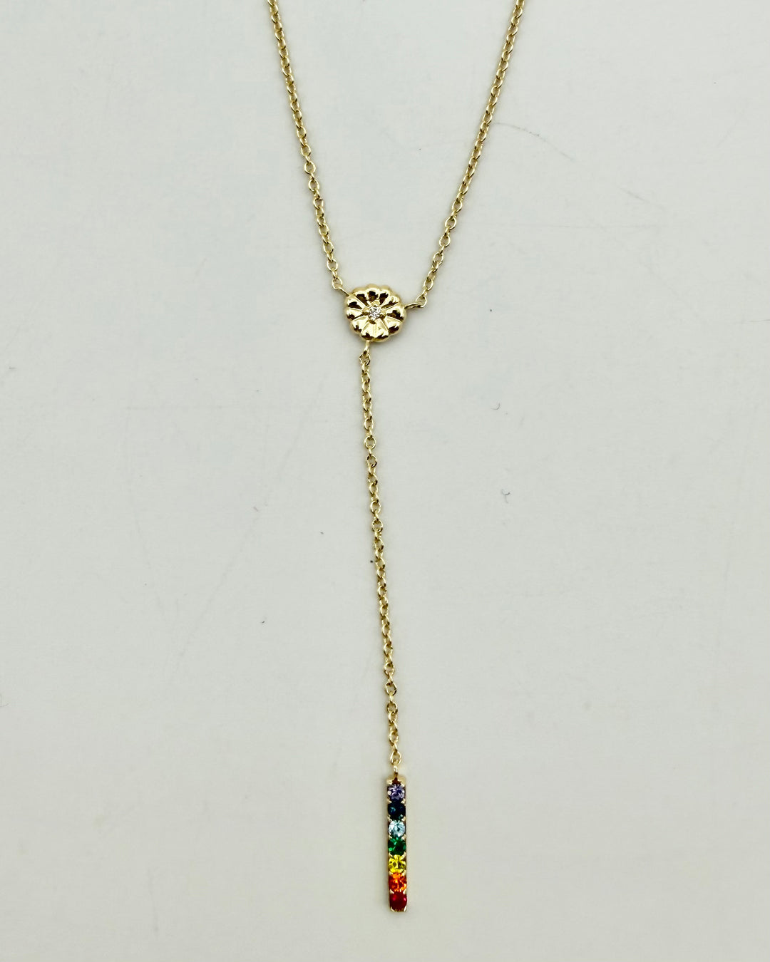 Multi Color Rhinestone Dangling Necklace