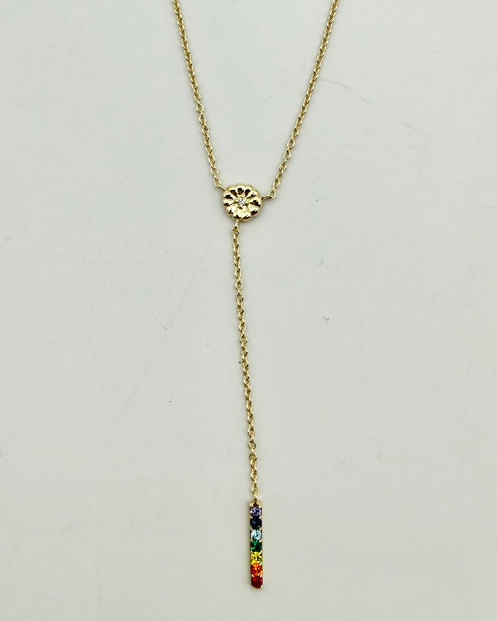 Multi Color Rhinestone Dangling Necklace