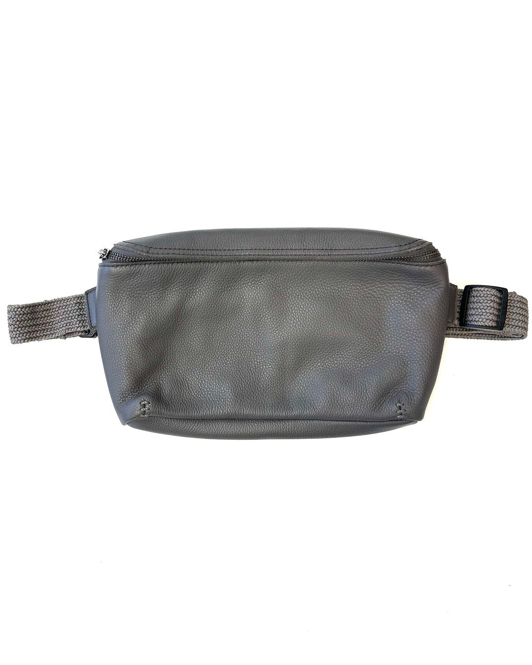 Large Dark Grey Leather Belt Bag