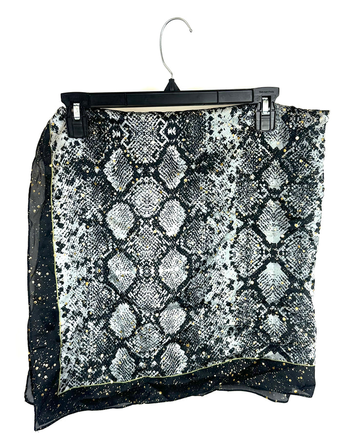 Black and Gold Snake Print Scarf