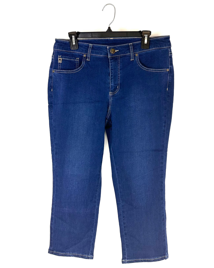 Dark Blue Denim Cropped Jeans - Size 12/14