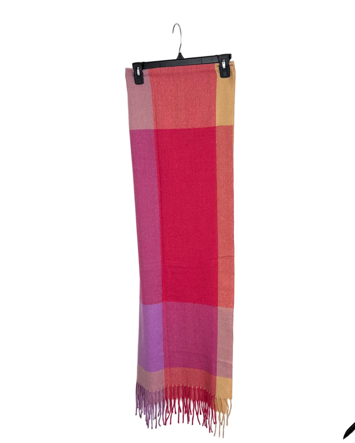 Kim Gravel Pink Red Block Scarf - One Size Fits All