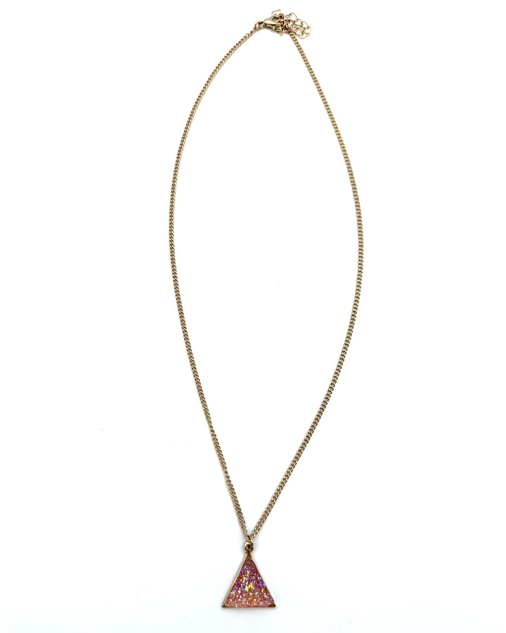 Gold Holographic Triangle Gem Necklace