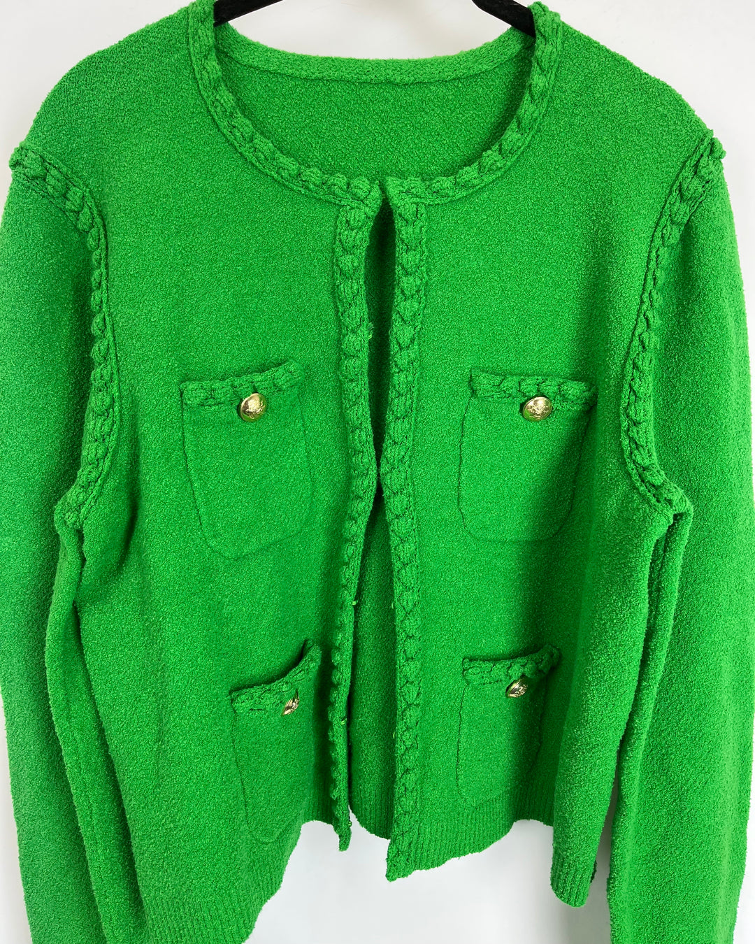 Bright Green Textured Cardigan- Size (4/6)