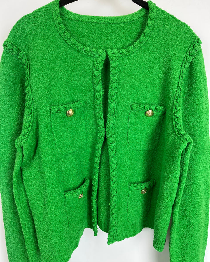 Bright Green Textured Cardigan- Size (4/6)